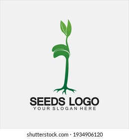 Plant Seeds Logo Concept Template Vector.growing seed logo.Seed grow Vector logo illustration design template