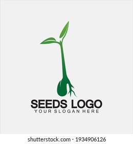 Plant Seeds Logo Concept Template Vector.growing seed logo.Seed grow Vector logo illustration design template