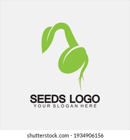 Plant Seeds Logo Concept Template Vector.growing seed logo.Seed grow Vector logo illustration design template