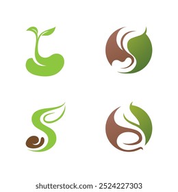 Semillas de plantas Logo Vector Concepto Plantilla 
