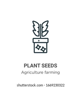 Plant seeds outline vector icon. Thin line black plant seeds icon, flat vector simple element illustration from editable agriculture farming and gardening concept isolated stroke on white background