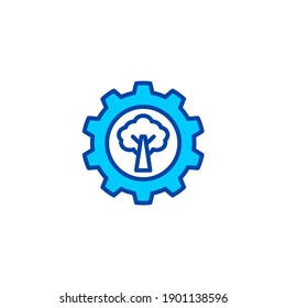 Plant service icon in blue color style