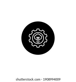 Plant service icon in round black style. Ecology and natural resources icon. Vector