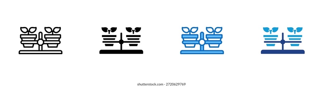 Plant Shelf Multiple Style Icon Design Vector - shelf stand holding multiple potted plants for indoor decoration