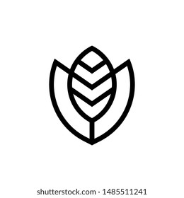 Plant and shield logo, eco symbol icon, line leaf icon design - Vector