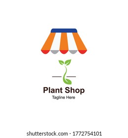 Plant Shop Logo Design Template.