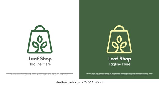 Plant shop logo icon illustration. Line silhouette of plant leaves market green shop evergreen bio nature eco friendly environment flora foliage business fertilizer. Simple minimal design symbol.