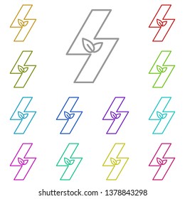 Plant in the sign of lightning multi color icon. Simple thin line, outline vector of Sustainable Energy icons for UI and UX, website or mobile application