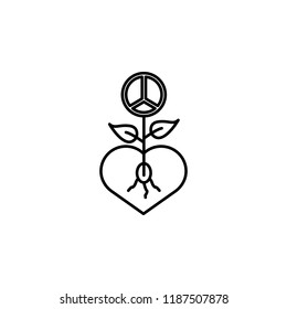 plant with sign of peace icon. Element of peace icon for mobile concept and web apps. Thin line plant with sign of peace icon can be used for web and mobile
