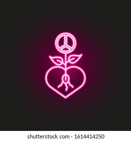 plant with sign of peace neon style icon. Simple thin line, outline vector of human rights icons for ui and ux, website or mobile application