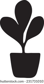 Plant silhouette beautiful black, vector