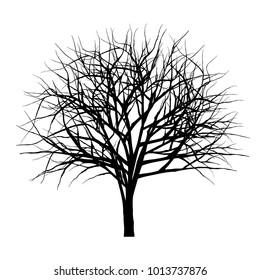 plant silhouette icons on white background, tree and branches silhouette, detailed vector illustration.