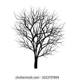 plant silhouette icons on white background, tree and branches silhouette, detailed vector illustration.