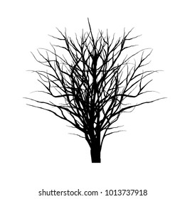 plant silhouette icons on white background, tree and branches silhouette, detailed vector illustration.