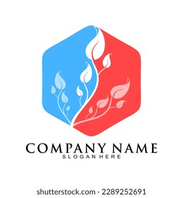 Plant silhouette with polygon vector logo