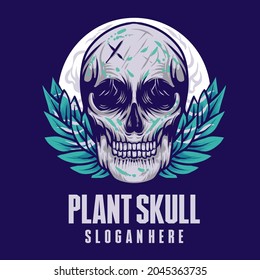 plant skull ilustration logo vector