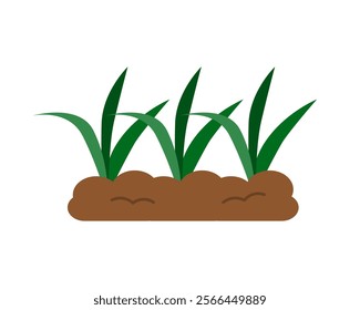 Plant in soil. Gardening, farming, seedling, cultivation, vegetable, growth concepts. Flat vector design isolated illustration.