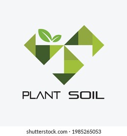 plant soil logo is for planting the plant, tree, garden, landscape and clean environment. Vector design.