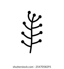 Iconos sólidos de la planta, Ilustraciones herbarias frondosas de la planta para la decoración y el ornamento, iconos de la hoja