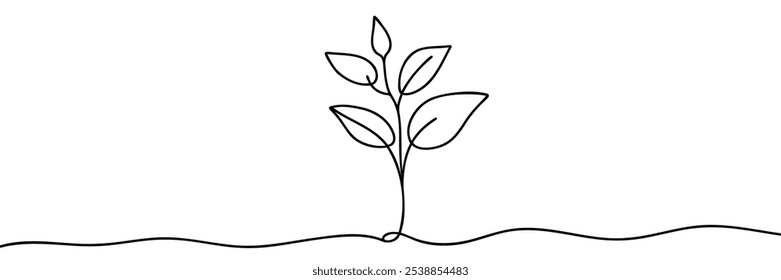 Plant sprout. Continuous one line drawing