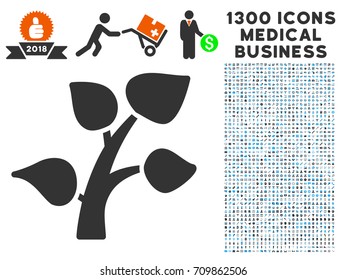 Plant Sprout gray vector icon with 1300 health care commerce symbols. Set style is flat bicolor light blue and gray pictograms.