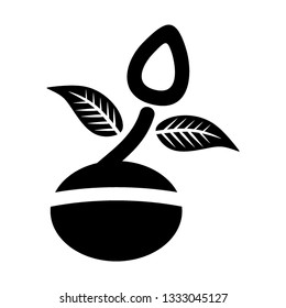 plant and sprout growing icons flat line design vector - Vector