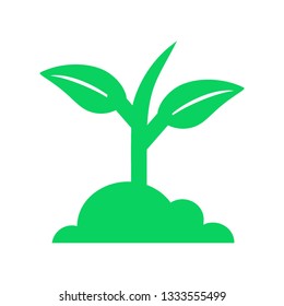 plant and sprout growing icons flat line design vector - Vector