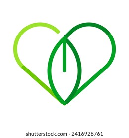 Plant sprout in a heart shape. Love nature concept. Simple line art icon. Vector file.