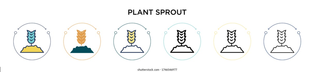 Plant sprout icon in filled, thin line, outline and stroke style. Vector illustration of two colored and black plant sprout vector icons designs can be used for mobile, ui, web