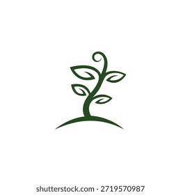Logotipo del brote de la planta con estilo plano del diseño