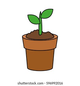 plant sprout in pot icon image 