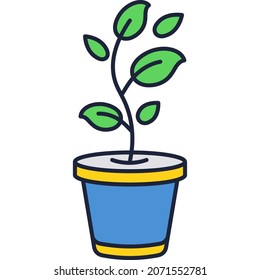 Plantar brote en el vector del icono de la olla aislado en el fondo blanco. Logo de plántulas de flores o hojas de árbol. Cigalas verdes que crecen en maceta de flores. Concepto de ecología y protección de la naturaleza