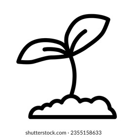 Plant sprouting from ground line icon, ecology concept, germination of seeds in soil symbol on white background, seedling growing icon in outline style for mobile and web. Vector graphics