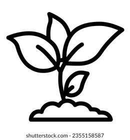 Plant sprouts line icon, agriculture concept, Young growth with leaves sign on white background, seedling icon in outline style for mobile concept and web design. Vector graphics