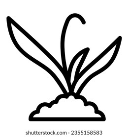 Plant sprouts in soil line icon, Gardening concept, Sprout grows in ground sign on white background, young growth icon in outline style for mobile concept and web design. Vector graphics