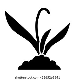 Plant sprouts in soil solid icon, Gardening concept, Sprout grows in ground sign on white background, young growth icon in glyph style for mobile concept and web design. Vector graphics