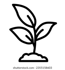 Plant sprouts with three leaves line icon, Gardening concept, Young growth sign on white background, plant growing in soil icon in outline style for mobile concept and web design. Vector graphics