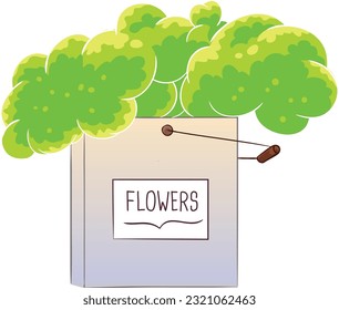 Plant in the Square Bucket Vector Illustration