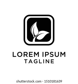 Plant in Square. Negative Space Logo Design Template