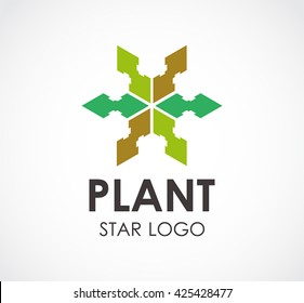 Plant star of ecology abstract vector and logo design or template natural circle business icon of company identity symbol concept