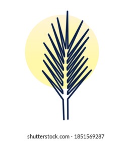 plant with stem, one line style with background yellow vector illustration design