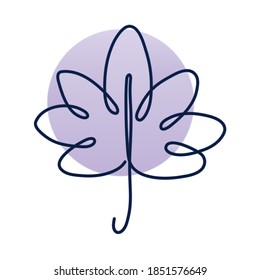 planta con tallo, un estilo de línea con diseño de ilustración de vector púrpura de fondo