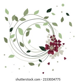 Pflanzenstämme, die in einen Bogen verdreht sind, Blumen mit roten Blütenblättern