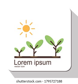 
plant and sun growth icons. illustration of preserving natural plant ecosystem, design in flat style. ecological icon. Earth Day