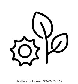 Plant with sun line icon. Soil, earth, botany, eco, ecology, flora, ecosystem, plants, leaves, drugs, biology. nature concept. Vector icon in line, black and color style on white background
