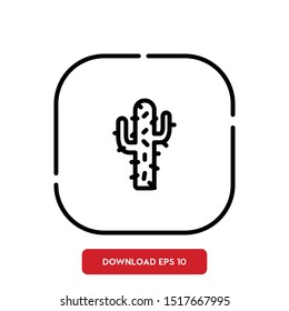 Plant symbol, cactus outline vector icon