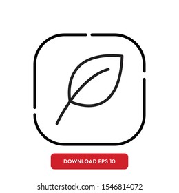 Plant symbol, leaf outline vector icon