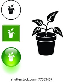 plant symbol sign and button