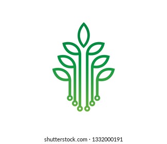 Plant Technology Logo Template, Icon, Symbol - Vector