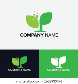 Plant technology logo vector design template 